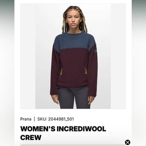 Prana Women's Incrediwool Crew Sweater - Navy and Maroon